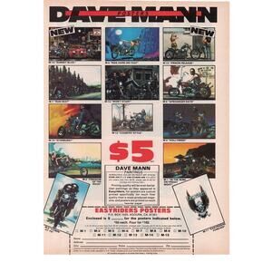EasyRiders Dave Mann Posters Magazine Advertisement 1980s Vtg Biker Motorcycle